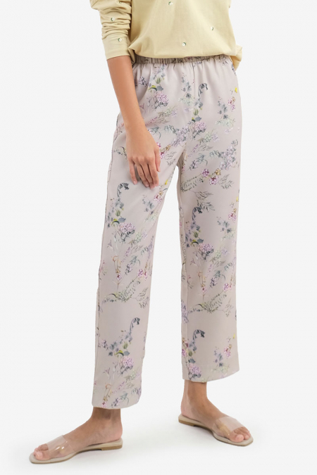 Lynzee Straight Cut Pants - Beige Floral