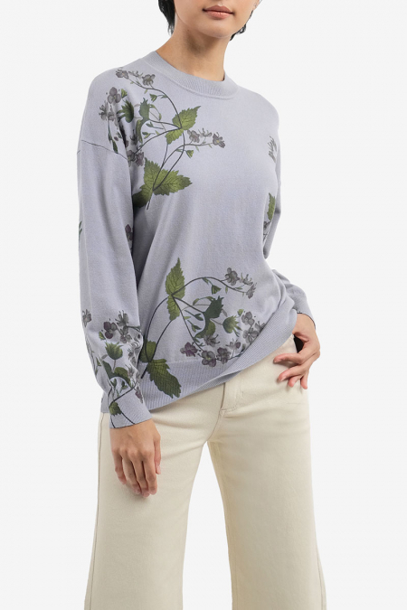 Xexilia Drop Shoulder Sweater - Blue Floral