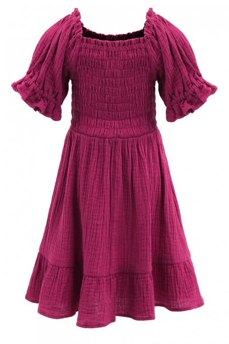 KIDS Shanzey Gathered Hem Dress - Magenta