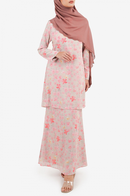 Mahira Blouse & Skirt - Sand/Pink Blossom