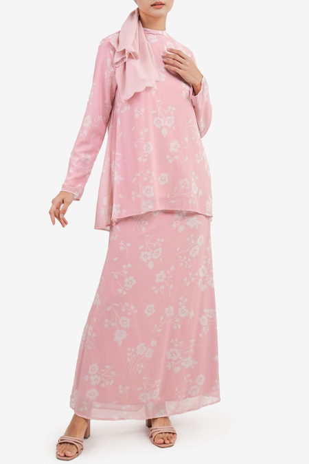 Zakiya Blouse & Skirt - Pink Floral