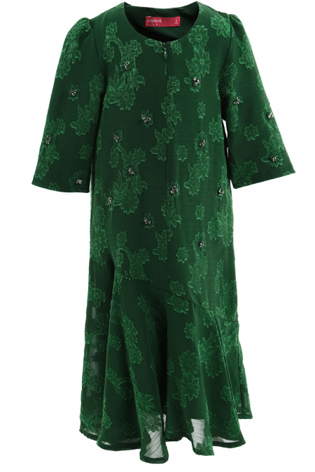 KIDS Ayelet Gathered Hem Dress - Emerald Green