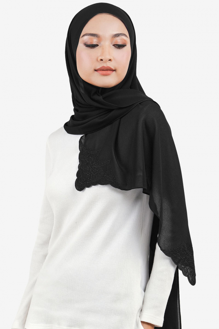 Shadiya Rectangle Chiffon Headscarf - Black