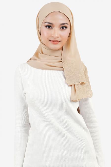 Shadiya Rectangle Chiffon Headscarf - Beige