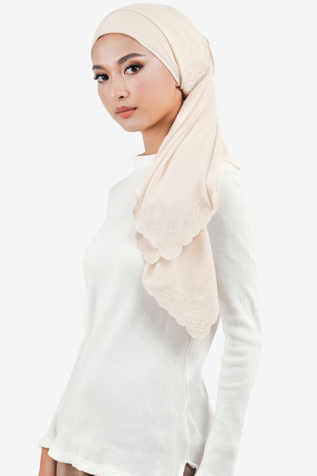 Safia Square Chiffon Headscarf - Oat Milk