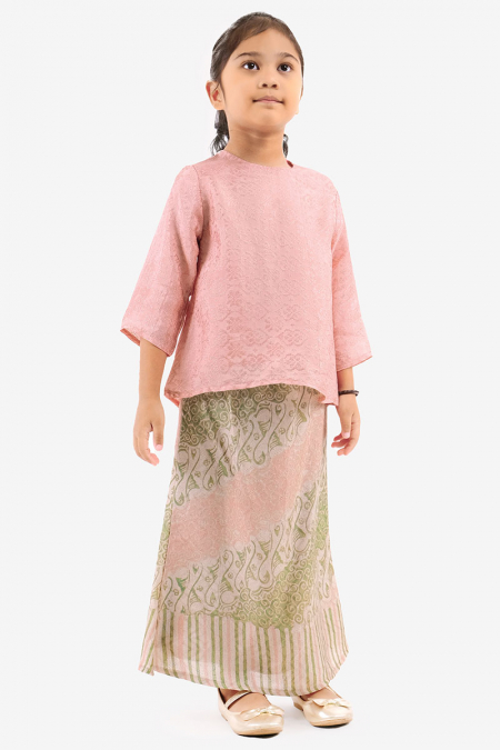 KIDS Betawi Set - Dusty Pink/Green Print