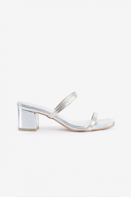 Odyssia Strap Heels - Silver