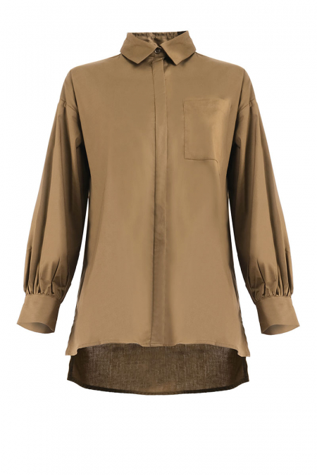 Makena Front Button Shirt - Sepia Brown