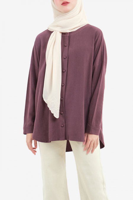 Rhayna Front Button Blouse - Fig