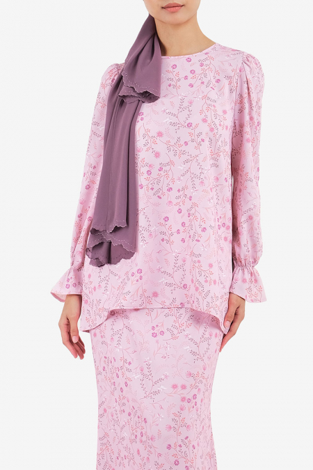 Fahara Puff Shoulder Blouse - Pink Floral