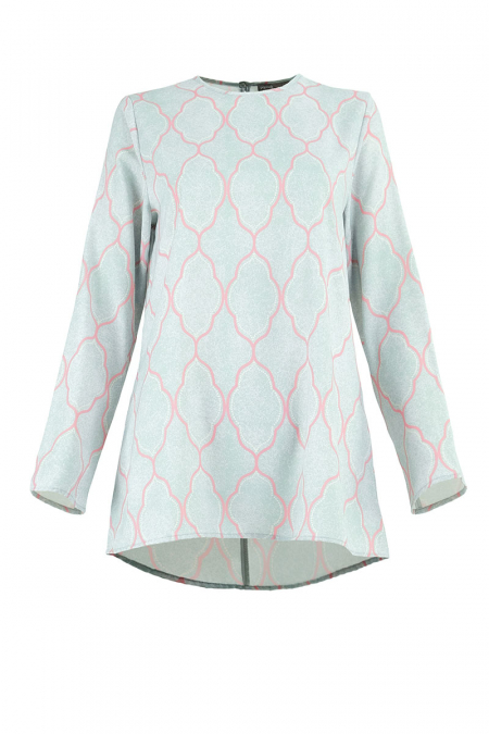 Iffah Flared Blouse - Mint Moroccan