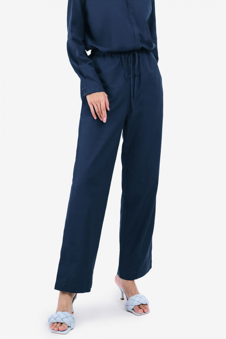 Tiphanie Elastic Waist Pants - French Navy