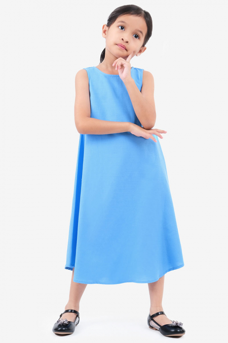 KIDS Ceria Flared Dress - Sky Blue