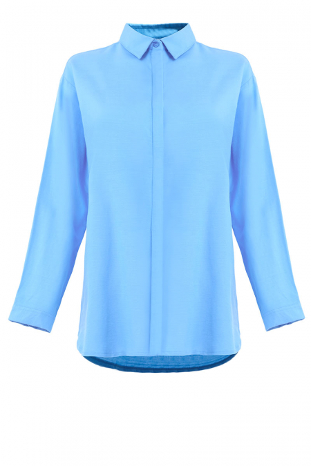 Evaleen Front Button Shirt - Sky Blue
