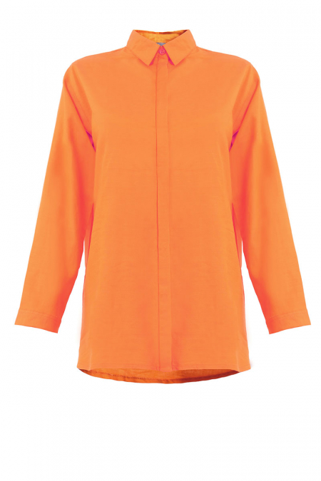 Evaleen Front Button Shirt - Tangerine