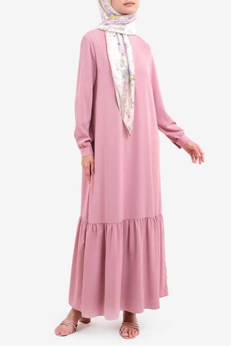 Helema Gathered Hem Dress - Cameo Pink