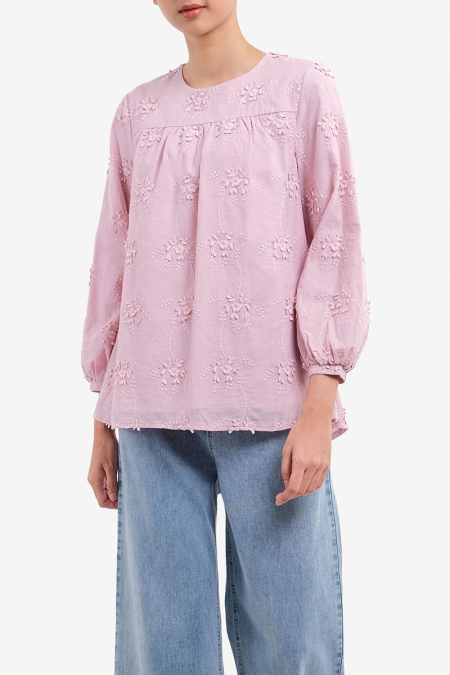 Zaheera Embroidered Blouse - Dusty Pink