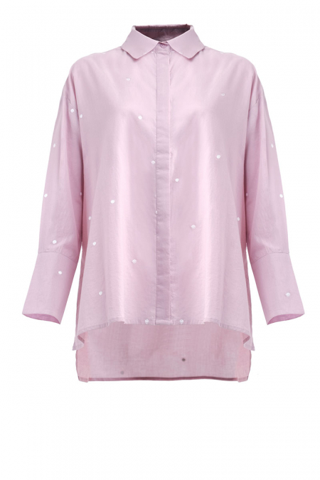 Kiandra Embroidered Shirt - Pink Polka
