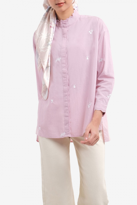 Marshelina Embroidered Blouse - Dusty Pink Flower