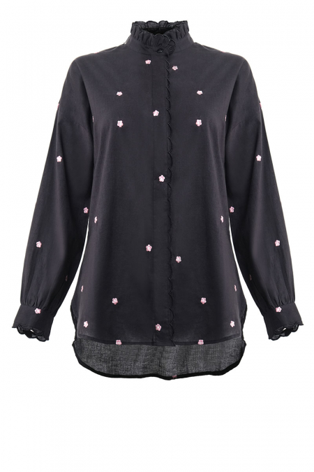 Ricaela Embroidered Blouse - Black Floral