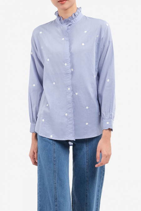 Ricaela Embroidered Blouse - Indigo Bell Floral