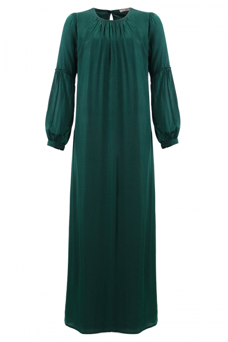 Daciana Puff Shoulder Dress - Dark Green