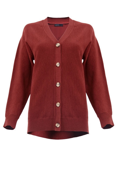 Amandine Ribbed Front Button Cardigan