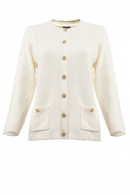 Saylor Knitted Front Button Cardigan - Cream