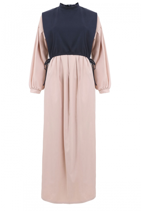Compassion Pleated Waist Dress - Wheat/Eclipse