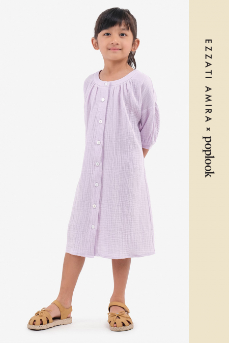 KIDS Courage Front Button Dress - Light Orchid
