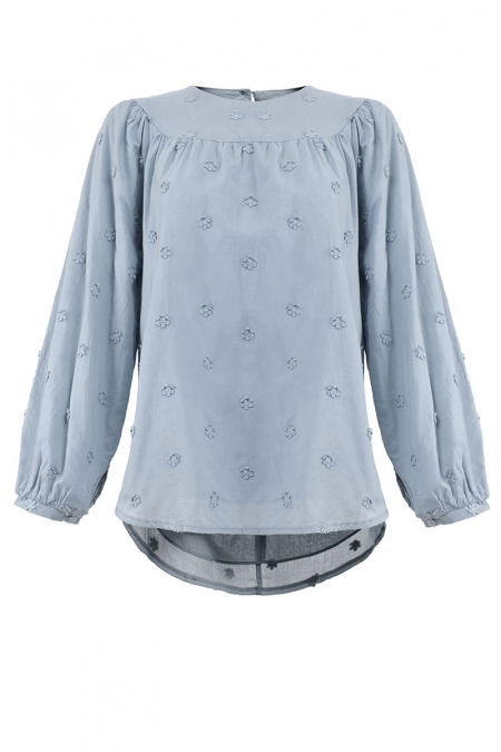 Korinna Embroidered Blouse - Pale Blue