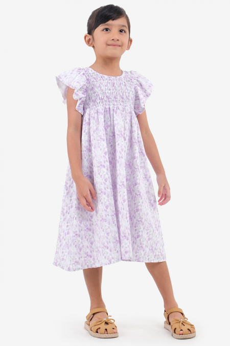 KIDS Maleaha A-line Dress - Purple Abstract
