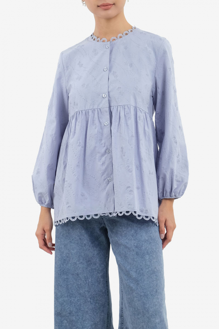 Biddy Front Button Blouse - Periwinkle