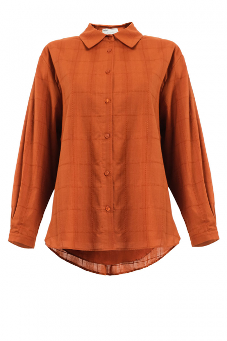 Tayvia Front Button Shirt - Terracotta