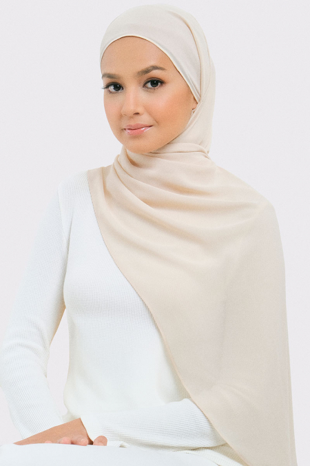 Aida Chiffon Tudung Headscarf - Oat Milk