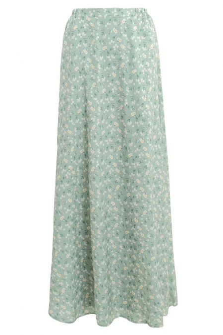 Isaura A-Line Skirt - Mint Mini Floral