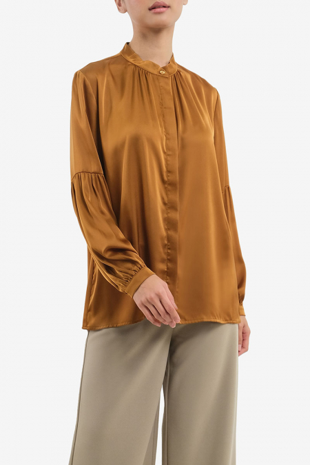 Natyah Front Button Blouse - Bronze