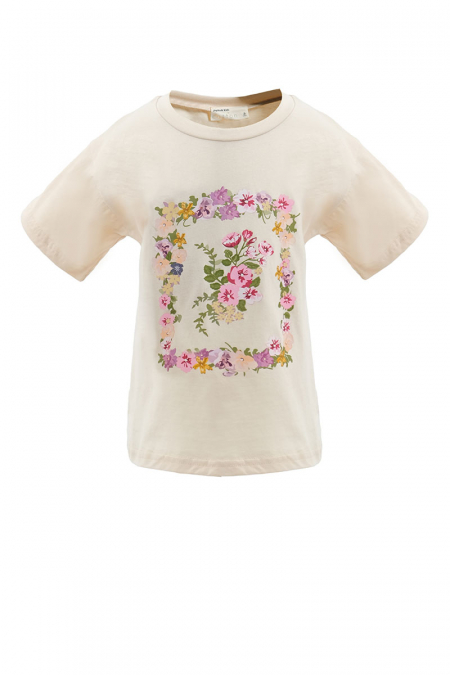 KIDS Quanesha Floral Printed Tee - Beige