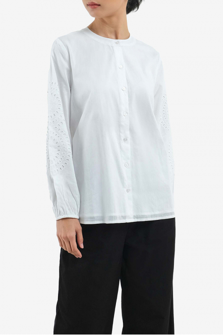Tazmeen Front Button Blouse - White
