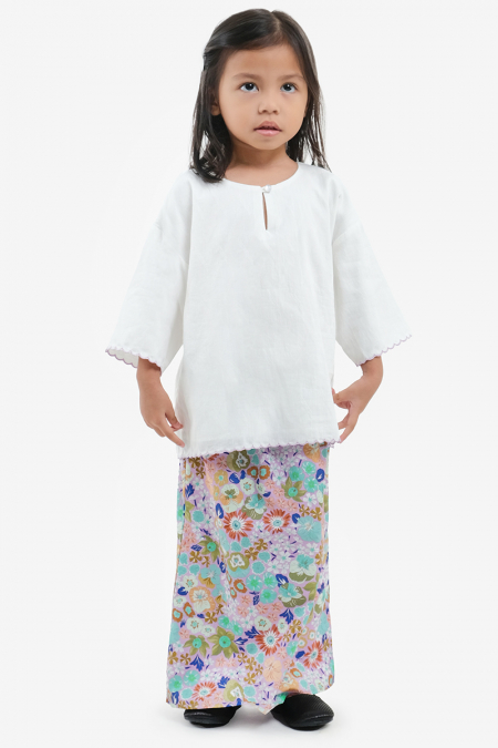 KIDS Asoka Set - White/Lilac Print