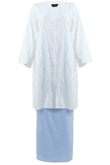 COTTON Calendula Blouse & Skirt - White/Baby Blue