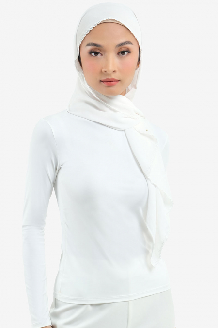 Aisyah Scallop Headscarf - Off White