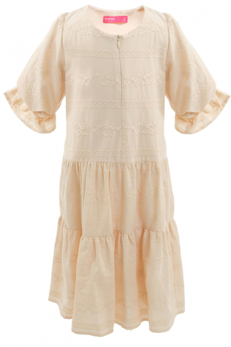 KIDS Hydrangea Gathered Tier Dress - Oat