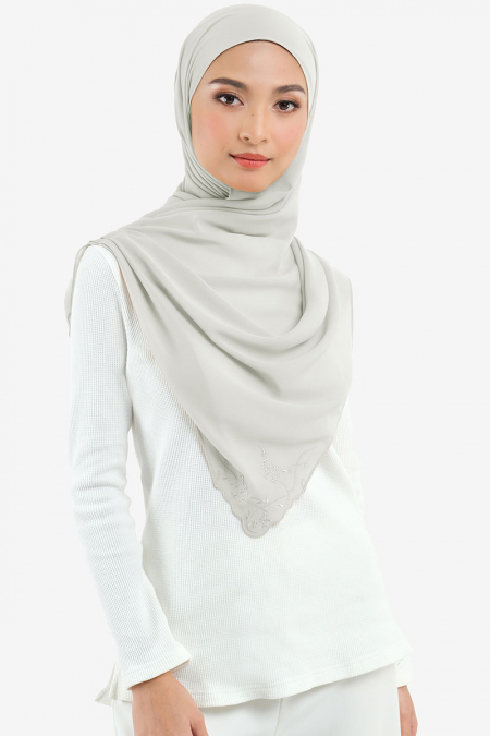 Fauziah Rectangle Chiffon Headscarf - Mint Grey