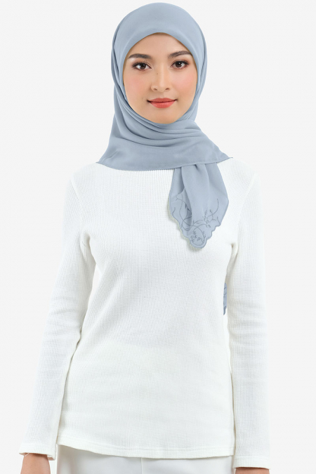 Dayana Square Voile Headscarf - Blue Fog