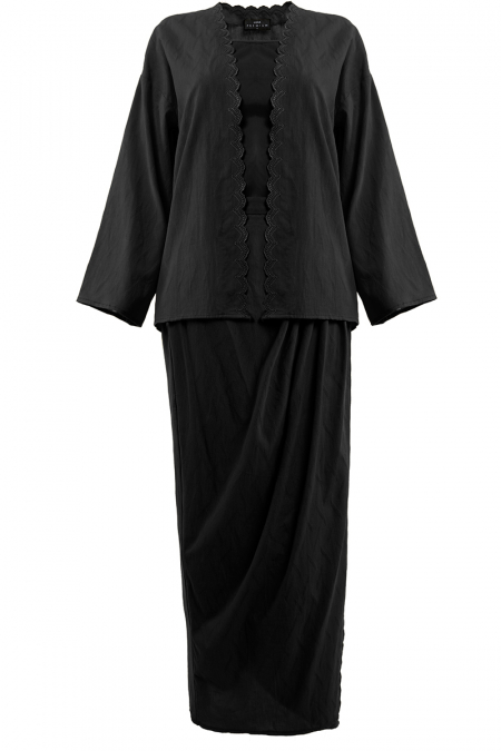 COTTON Anggrek Blouse & Skirt - Black