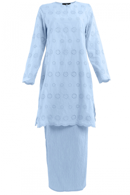 COTTON Lotus Blouse & Skirt - Baby Blue