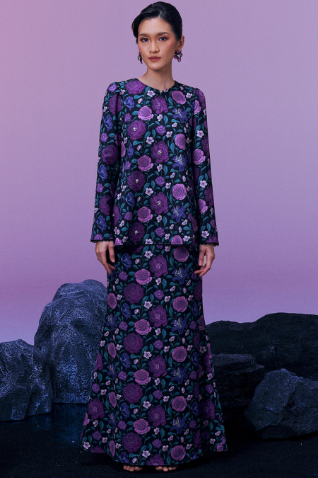 Moonstone Blouse & Skirt - Purple Print