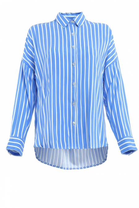 Lilyanne Front Button Shirt - Blue Stripes