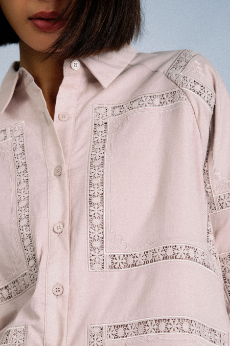 Zeriah Front Button Shirt - Dusty Pink